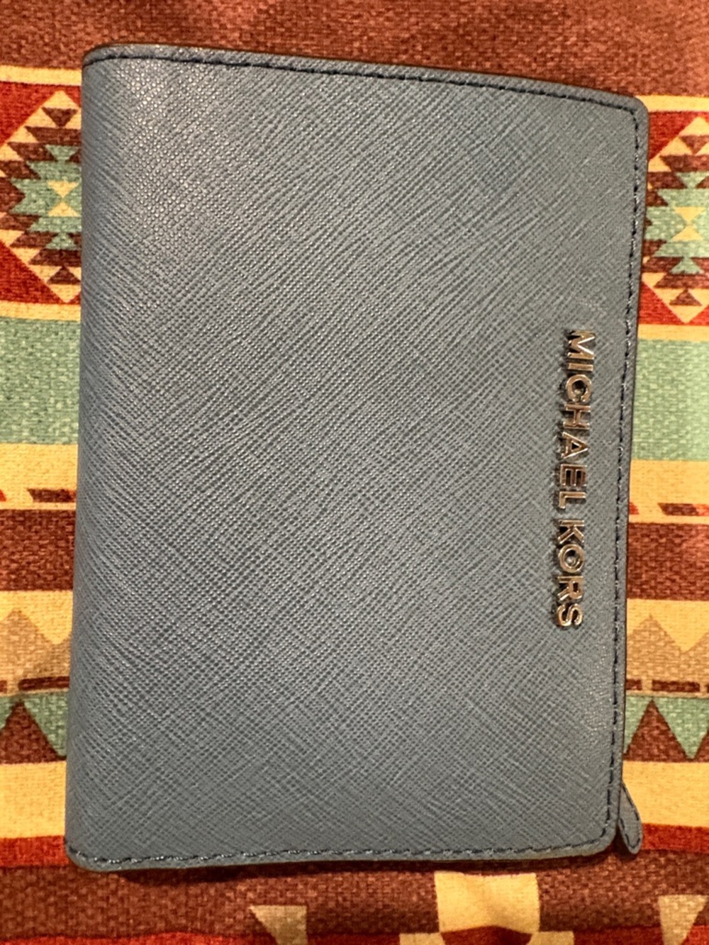 Michael Kors Dusty Blue Saffiano Leather Bifold Wallet